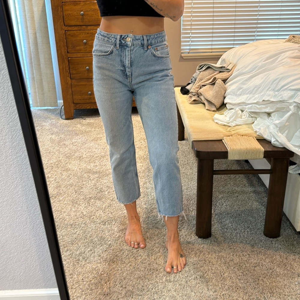 Topshop straight cropped jeans